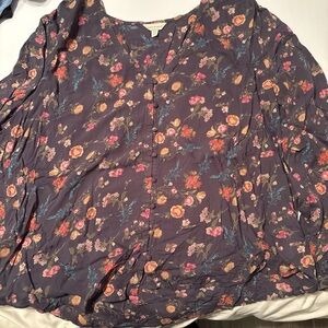 Lucky Brand Floral Button-Front Blouse - Purple Multi